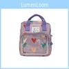 Kids Pvc School Backpack With Love Heart Print And Transparent Layer Design For Toddler Education Use
