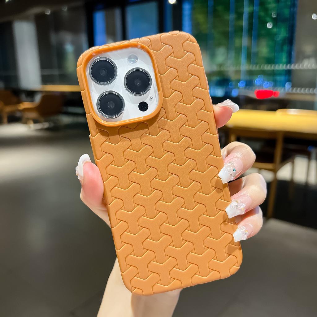Three-dimensional Dog Tooth Pattern Suitable for Apple Ip15 Phone Case Y-shaped Braided Pattern Apple 16 Heat Dissipation TPU Protective Case