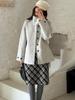 Women's Korean Retro Wool Tweed Plaid Mid-Length Skirt for Autumn/Winter