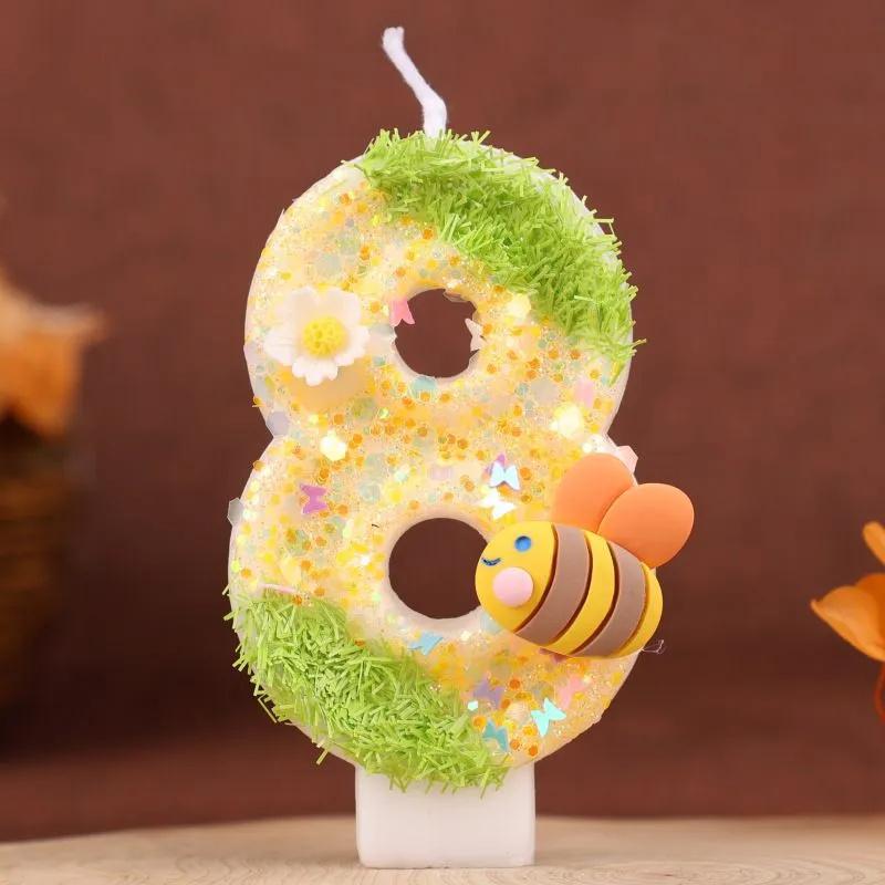 Number Birthday Candle with Bowknot Design Cake Decoration for Children Girls Baking Party Supplies