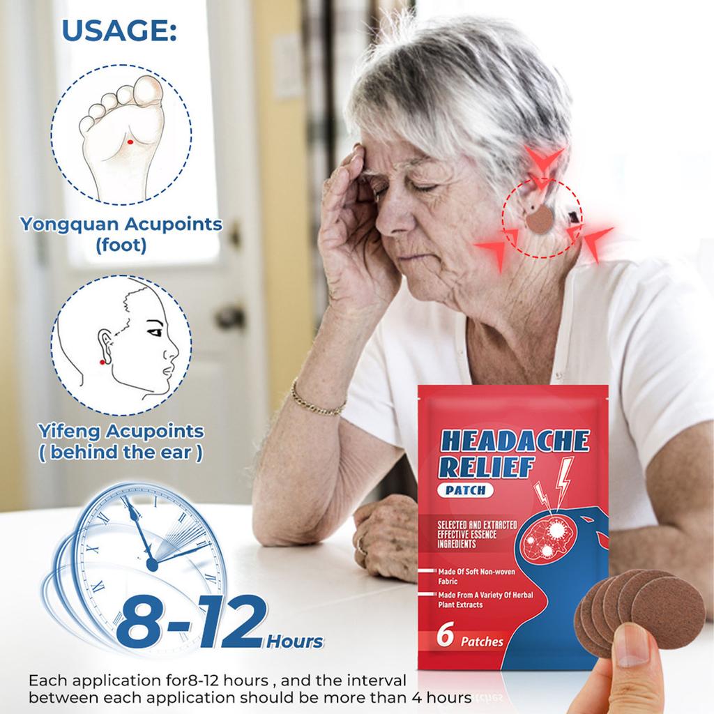 30pcs Headache Relief Patch Plant Extract Health Soothing Reduce Pain Acupoint Massage Patch for Men Women