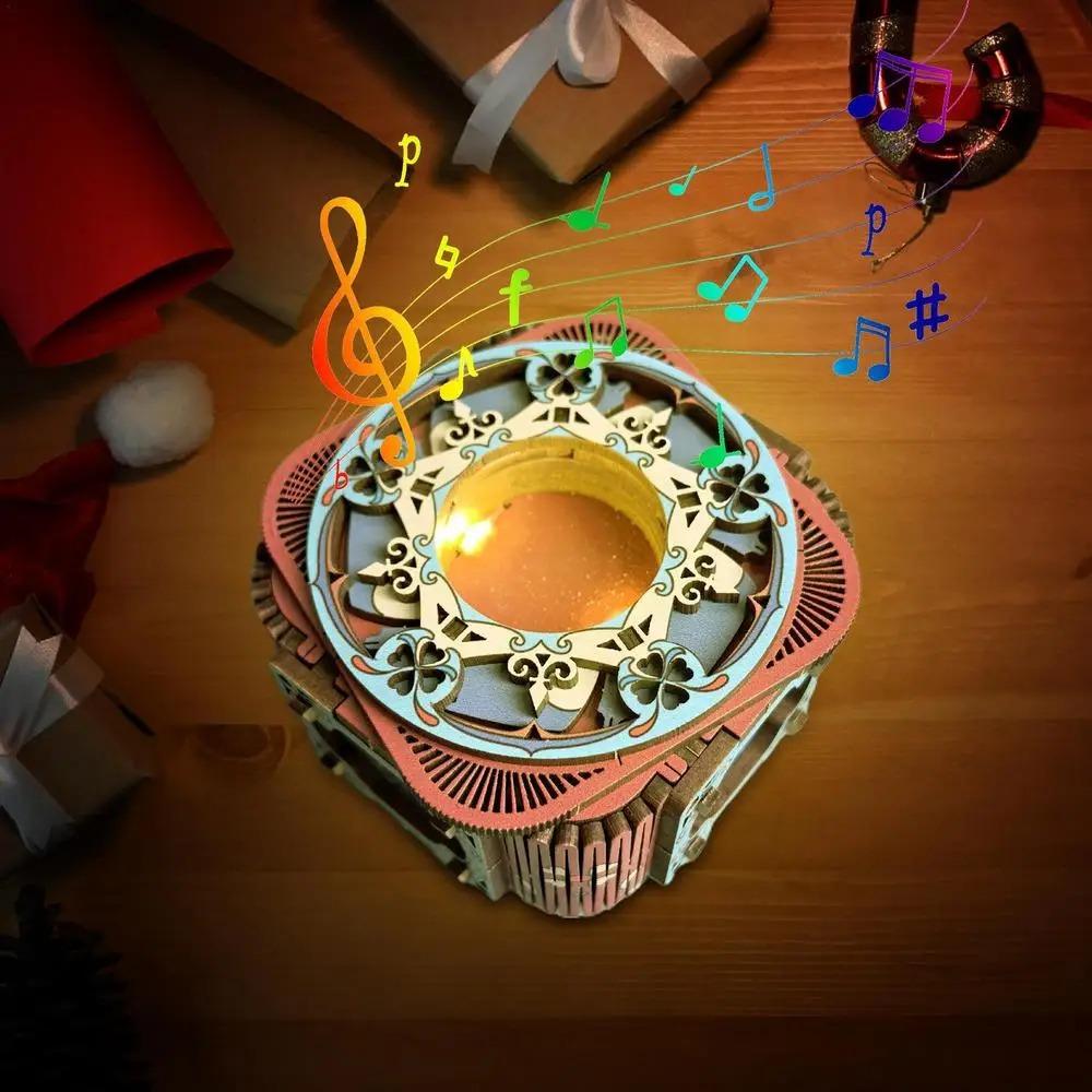 City of Sky 3D Puzzle Music Box Model Kit Assembly Ring Box Music Box Wood Puzzles Adults