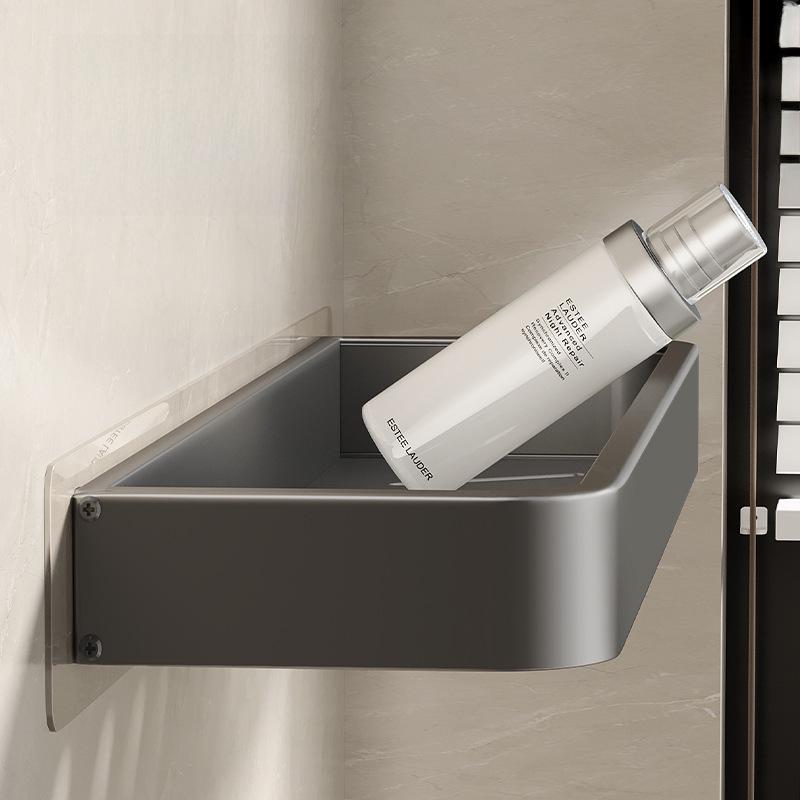 Gun Gray Wall-Mounted Bathroom Toilet Rack - Punch-Free Storage Shelf