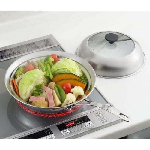 Yoshikawa Visible! Steamer for Frying Pans (24-26cm), with Glass Lid, Steaming Plate, Simply Place on Frying Pan, Stainless Steel, Steam Food, Tsubame