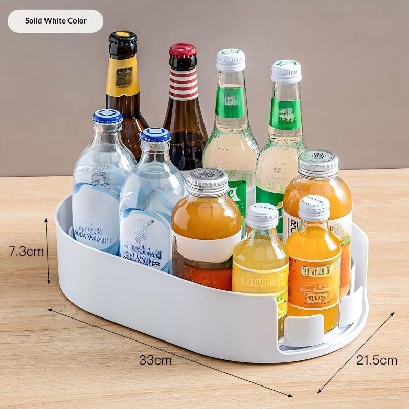 360 Rotating Fridge Storage Box Multifunctional Spice Drink Organizer Tray Kitchen Countertop Beverage Seasoning Storage Box