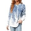 Fashionable Women's Long Sleeved Floral Printed Lightweight Sweater With Loose Round Neck Top