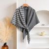 Women's Fashionable Striped Print Knitted Shawl Wool Open Collar Shoulder Top Shawl Scarf