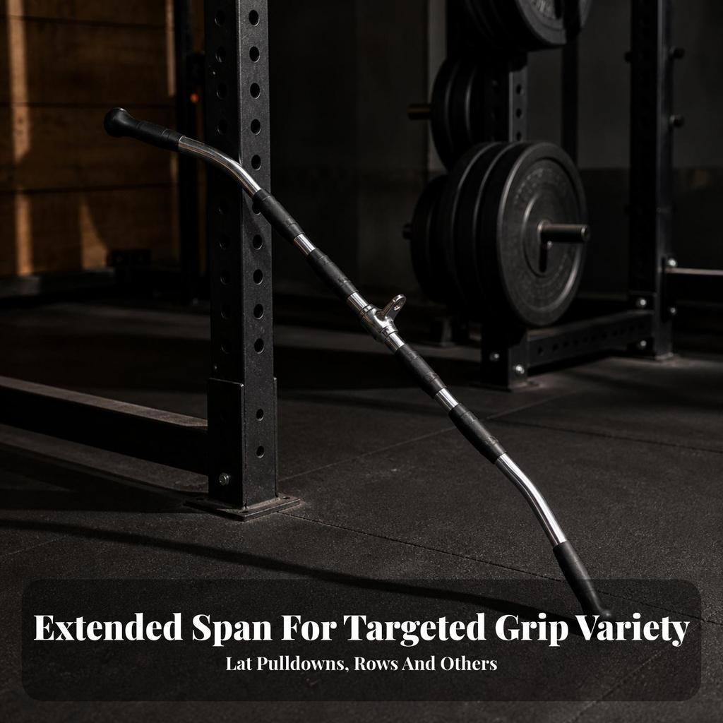 Lat Pulldown Bar Curved with Rubber Grips Solid for Athletes