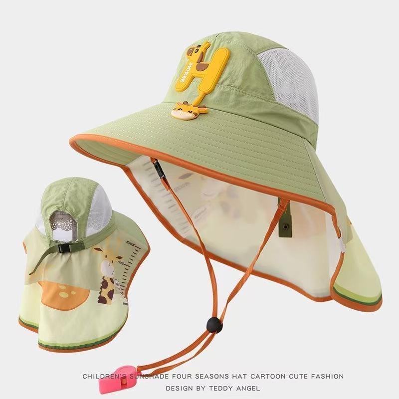 Children's Summer Sun Protection Hat with Face Shield and Wide Brim