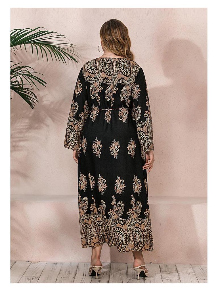 India-Middle East Plus Size Women's Spring Dress - Loose, Slimming Long Maxi for Malaysia