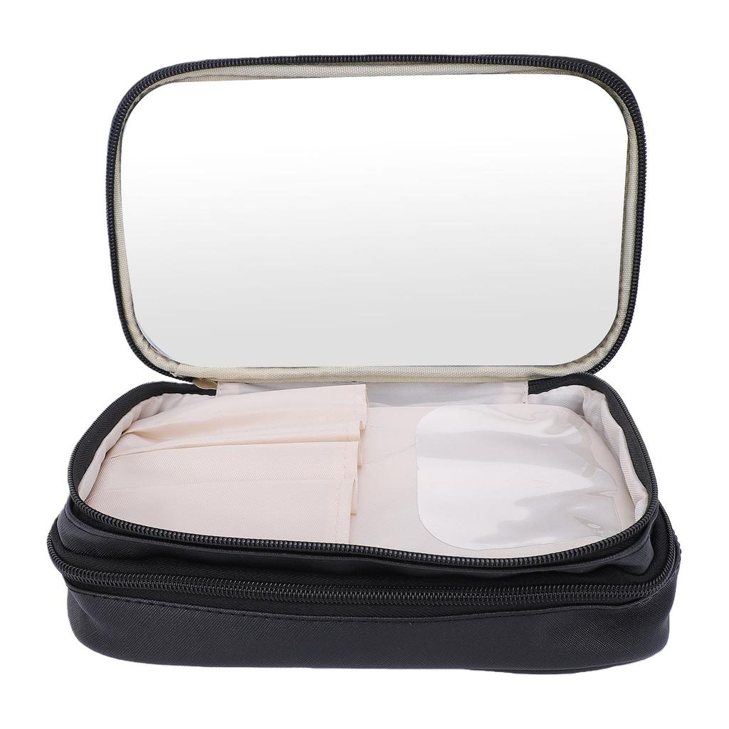 Makeup Bag with Mirror Portable Double Layer Cosmetic Storage Bag Small Travel Toiletry