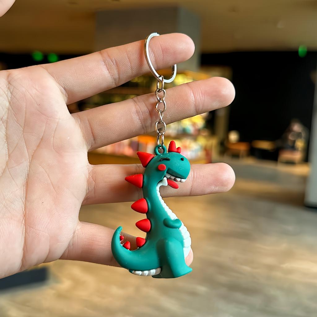 Cartoon Dinosaur Keychain Soft Plastic Three-dimensional Schoolbag Pendant Doll Keychain Backpack Pendant Street Stall Gift
