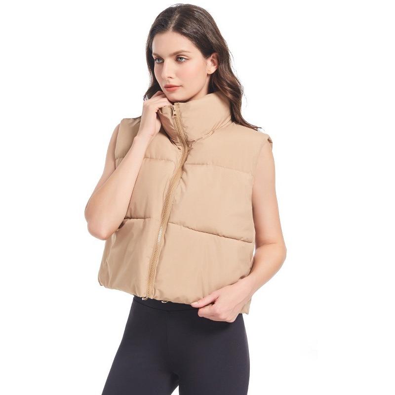 Down Cotton Vest Women's Autumn and Winter New Korean Style Loose Cotton Waistcoat Solid Color Vest Jacket