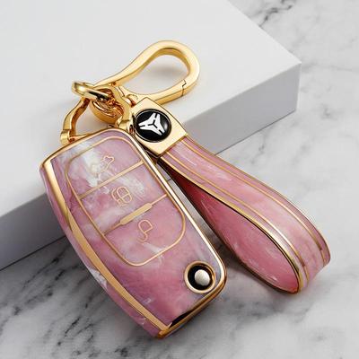 Gold Inlaid Jade TPU Key Shell for Ford EcoSport & Kuga