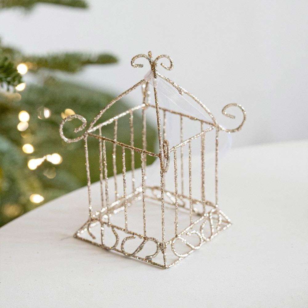 NEW Gold Christmas Decoration Iron Art Glitter Hanging Pendants Small Gifts Box Party Supplies Drop Ornament Christmas
