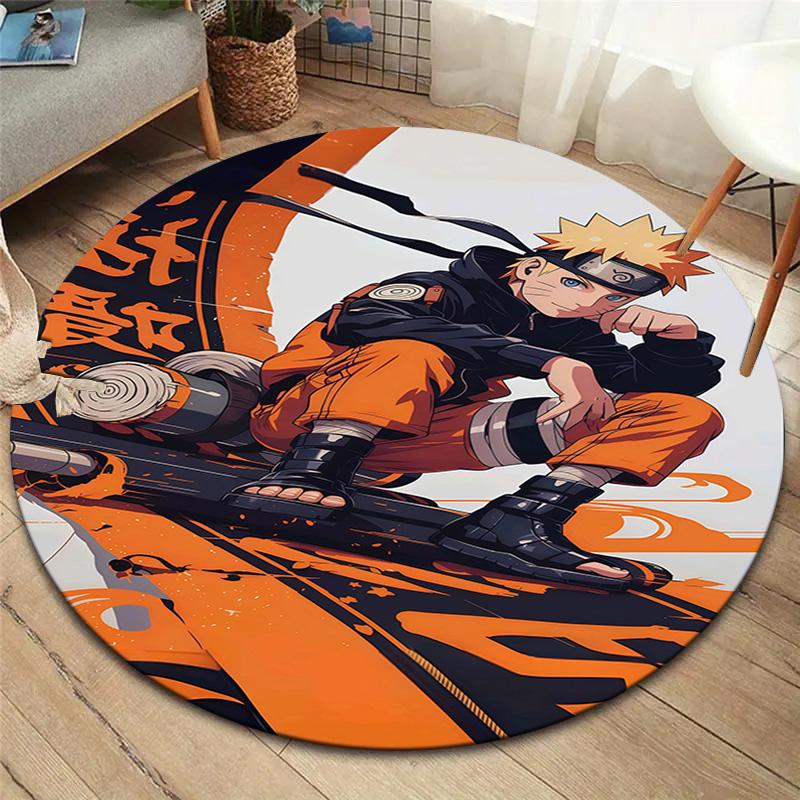 Naruto Power Up Round Area Rug Carpet Rug For Living Room Bedroom Sofa Playroom Decor Nonslip Floor Mat