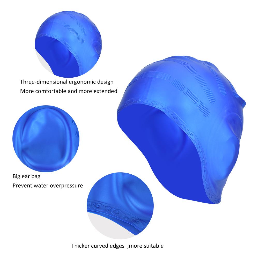 1Pc Sports Swim Silicone Hat Stretchy Comfortable Long Hair Ear Protector Hat for Swimming Pool