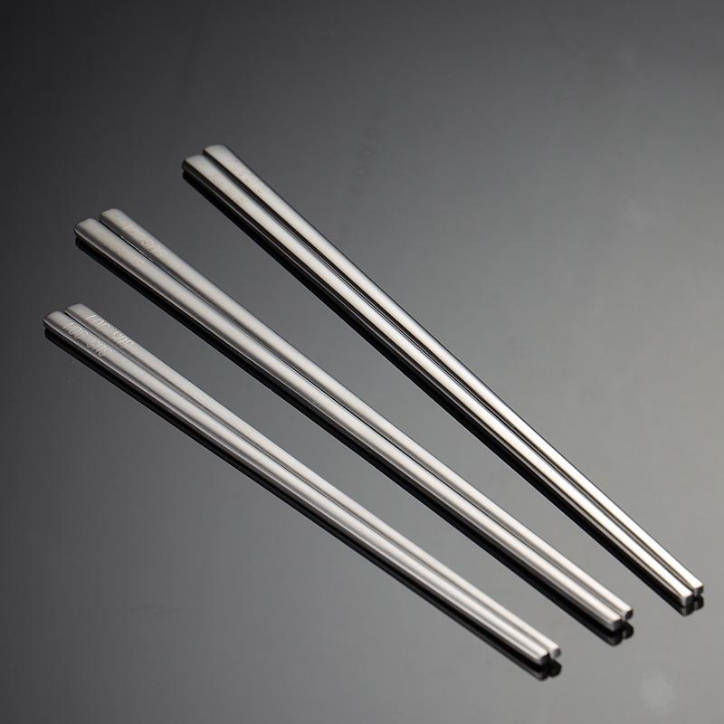 Aen Płaskie Pałeczki ze Stali Nierdzewnej 304, Ciężkie, Grube 3 mm, 50 g, 23 cm, Przenośna Koreańska Zastawa Stołowa.