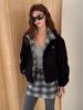 Double Hips Dual Fleece Miniskirt (Check)