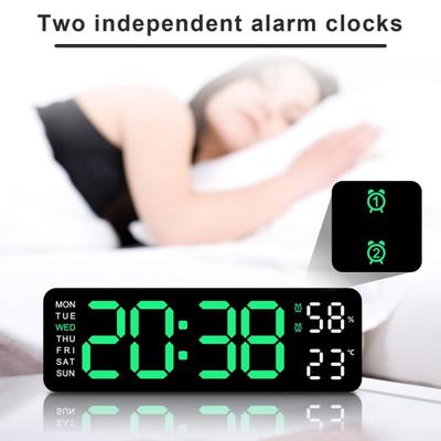 Orologio digitale da tavolo Orologio calendario con ampio display con due sveglie Funzione snooze Luminosità regolabile Facile da leggere Sveglia 12/24 ore