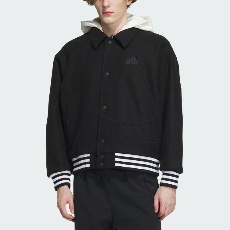 Adidas Dragon Pattern Embroidered Sports Casual Loose Hooded Jacket Men Outerwear Black IT0209