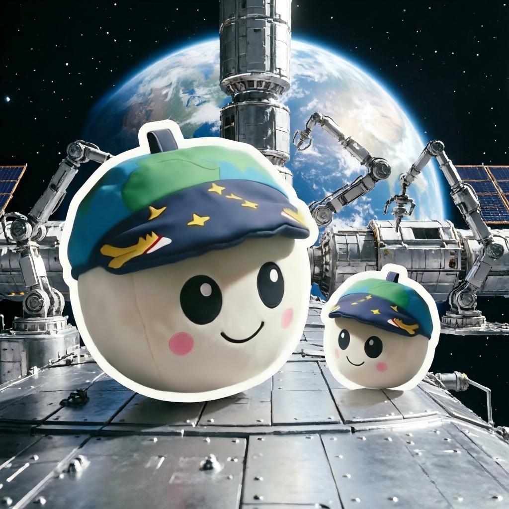 10cm Soft Rise Plush Doll Wearing Earth Cap Cute Moon Character Stuffed Toy For Kids Room Decor Space 10CM