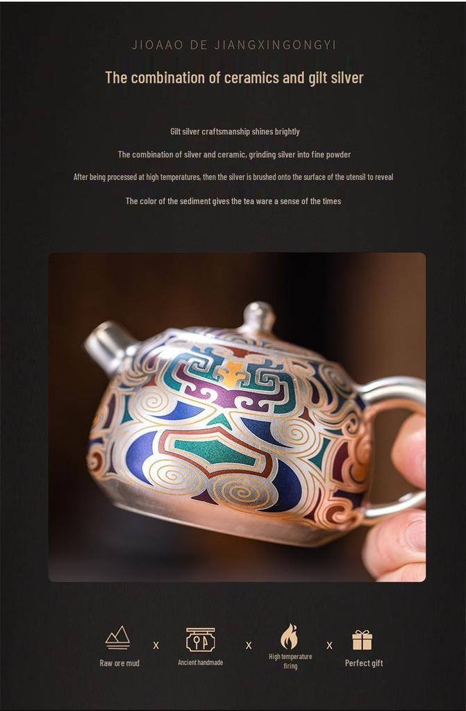 Dunhuang Gilded Silver Tea Set: Perfect Gift for Elders, Teachers, Corporate Events, or International Souvenirs.