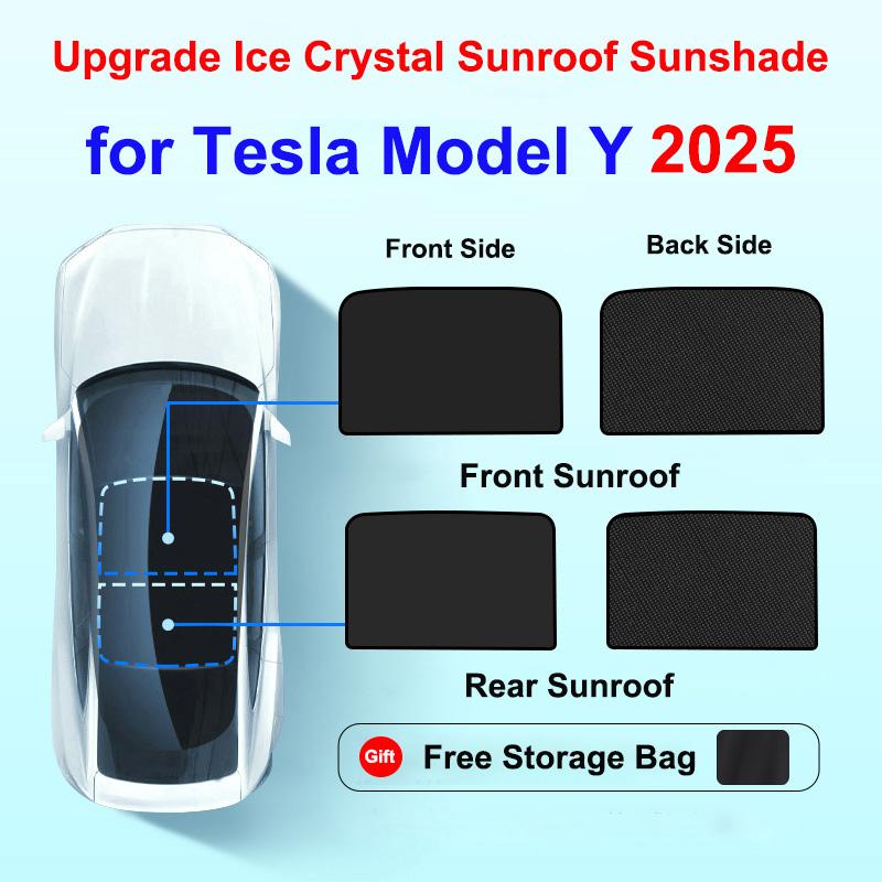 For Tesla Model Y 2025 Model 3 Highland 2024 Sunshade Roof Skylight Sunroof Upgrade Ice Cloth Buckle Front Windshield Sun Shade