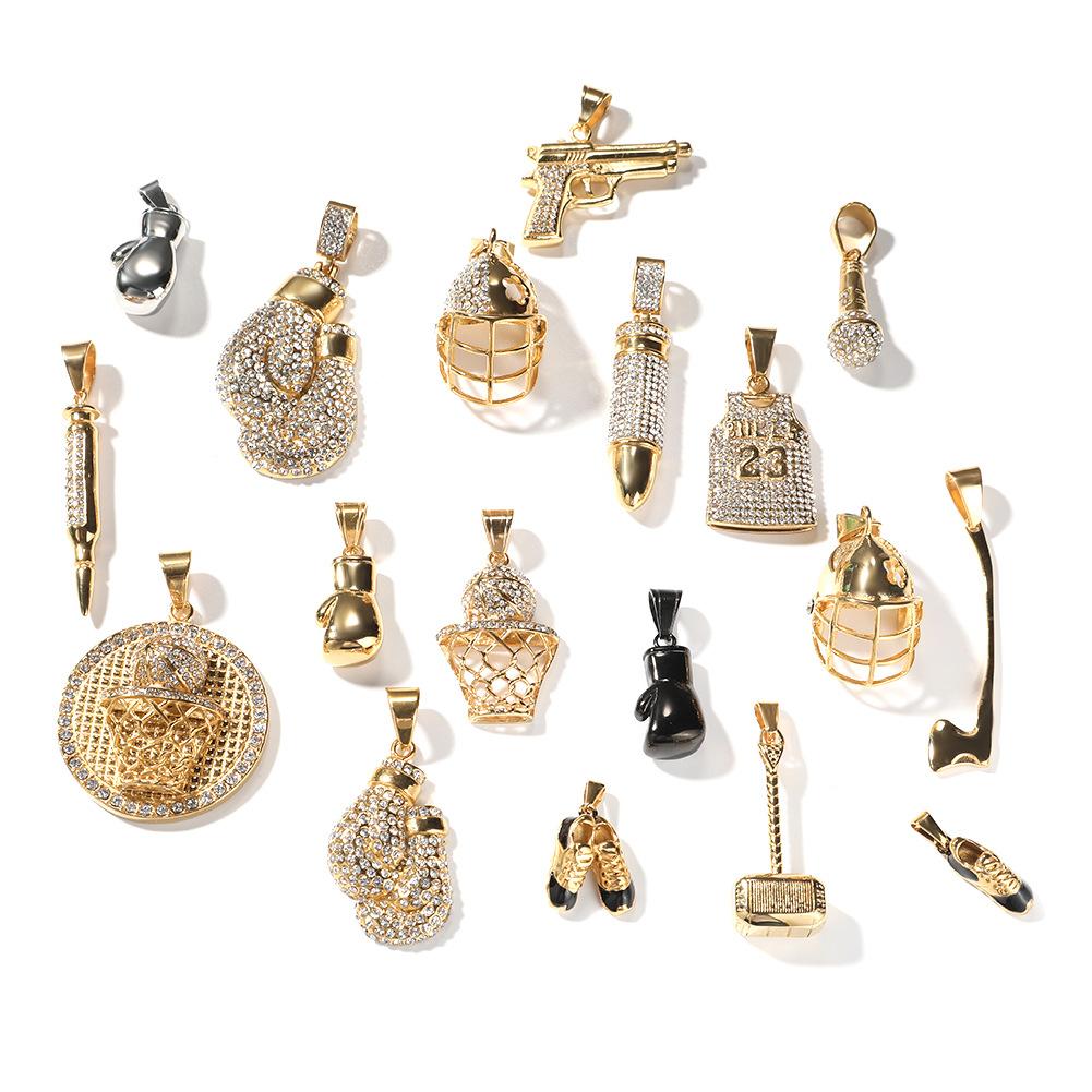 Hot Sale Stainless Steel Hip Hop Necklace, Boxing Gloves, Helmet, Jerseys, Axe Hammer Pendant