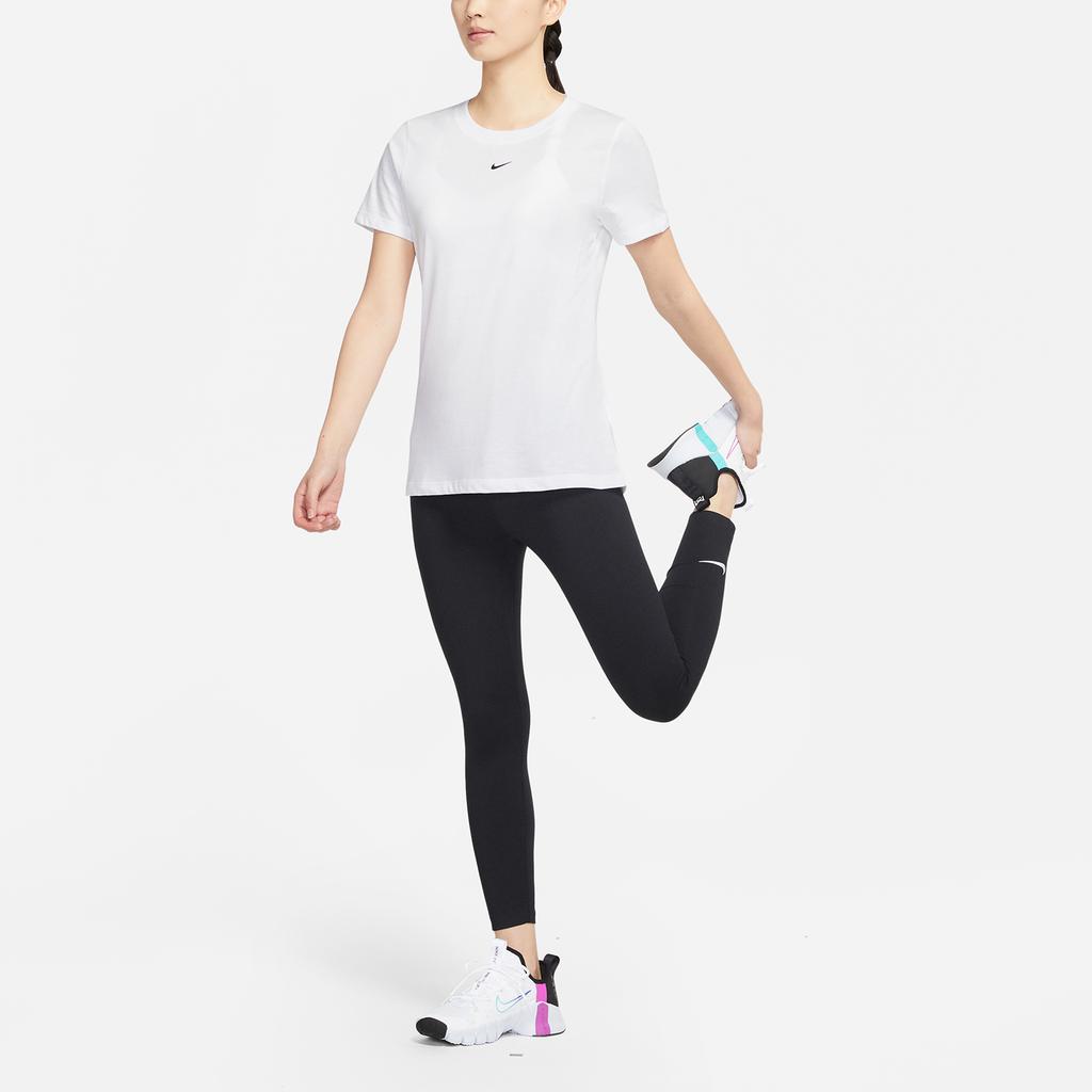 Nike Yoga Dri-Fit Casual Printed Short Sleeve T-Shirt Women Tops White DD2817-100