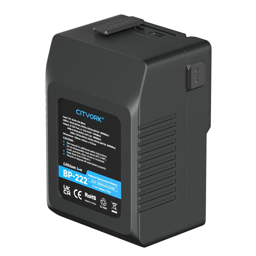 

Аккумулятор с V-образным креплением BP-95 BP-185 BP-222 Аккумуляторы BP с V-Lock для видеокамеры, вещательной светодиодной видеолампы Blackmagic URSA Mini Pro чёрный