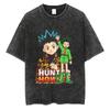 Baggy Fit HUNTER×HUNTER T Shirt Kurapika Manga Tshirt Men Women Hip Hop Washed Cotton T-shirt Clothing Short Sleeve Tees Japanese Streetwear