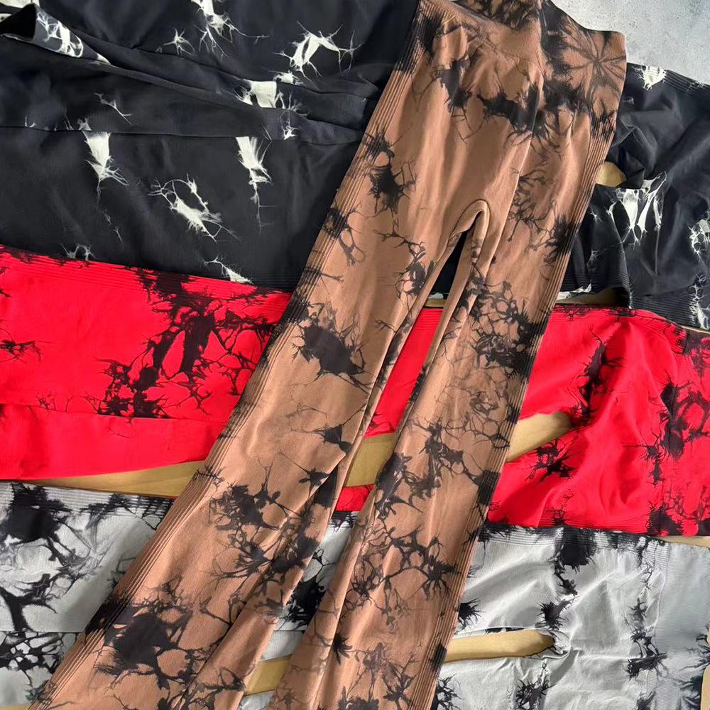 Women's High Waist Tie-Dye Yoga Flare Pants - Elastic, Hip-Lifting, Waist Shaping Fitness Wear