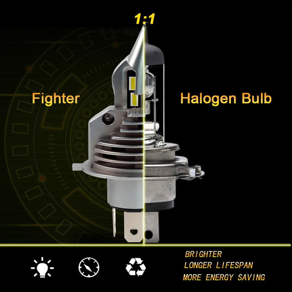 H4 LED Bulbs Brighter LED Lights 50 000+ Hour Lifespan 9-36V 5000LM White Non-polarity Pack of 2