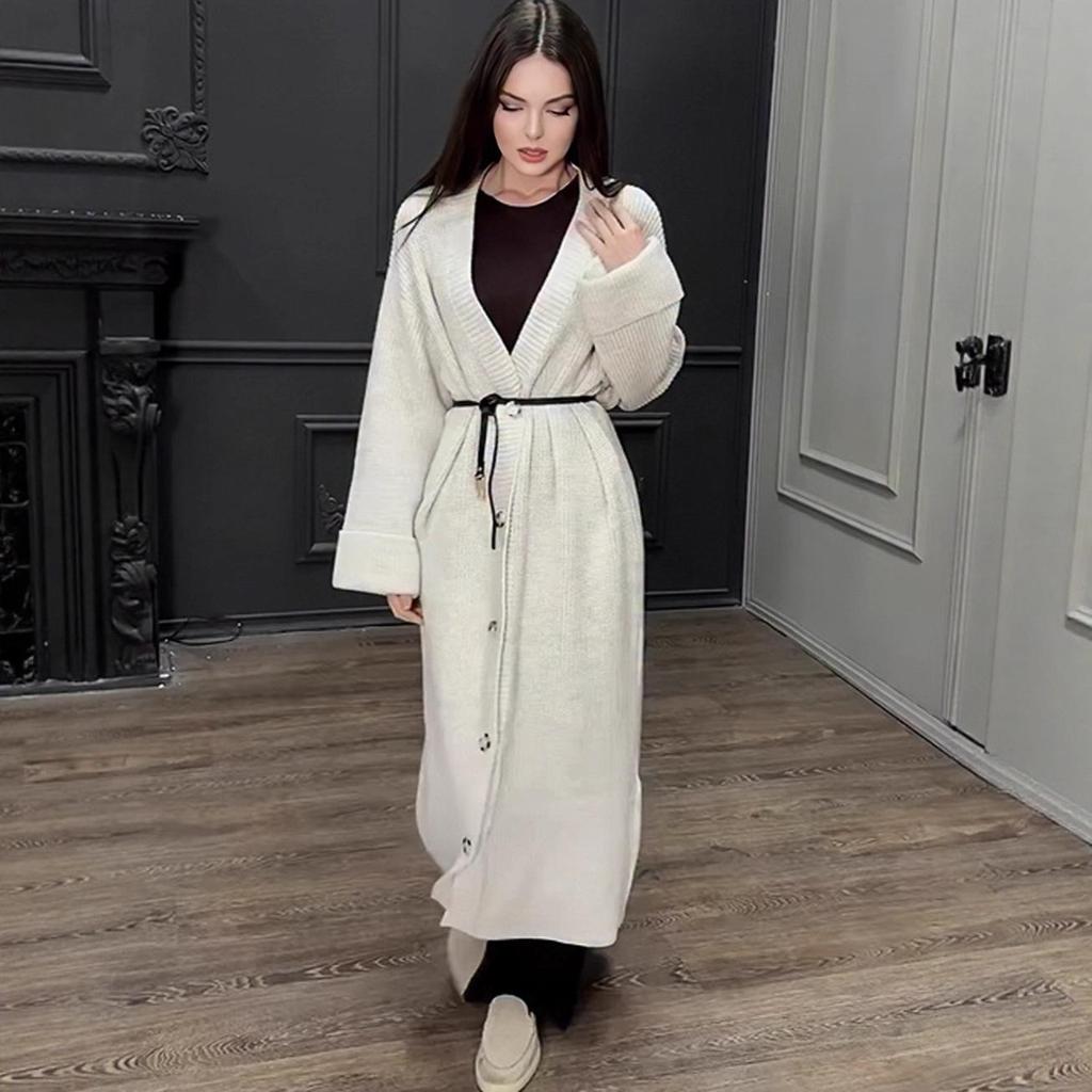 2025 European Fashion V-neck Slim Knit Cardigan Dress