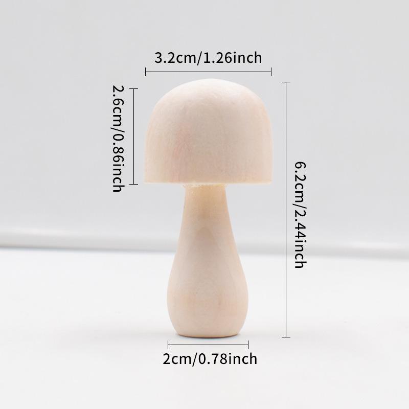 2PCS Unfinished Wooden Mushroom Natural Wood Mushrooms for DIY Crafts and Arts Paint Color Ornaments for Home Decorations