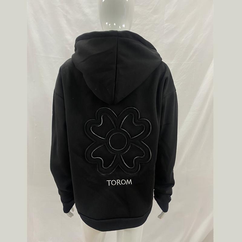 Y2K retro trend düz renk günlük bol kapüşonlu fermuarlı sweatshirt
