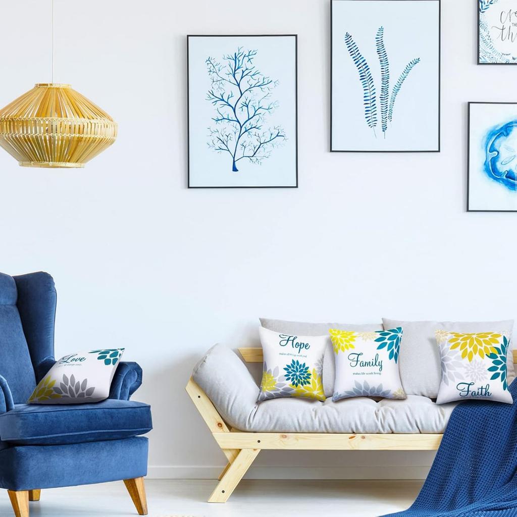 4*45cm Throw Pillow Cover Set Of 4 Pieces. Geometric Art Single-sided Print. Hidden Zipper Design. Suitable For Sofa, Bedroom And Home Decoration.