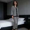 Pajama Set with Checkered Print for Home Wear