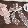 Pink Lace Flowers Long Strip Silk Scarf Headbands Bow Hair Rope Womans Girls Sweet Tie Hair Turban Ribbon Lady Headdress Fashion