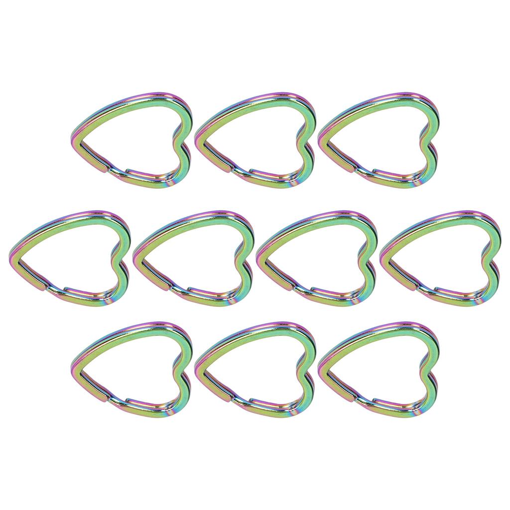 10PCS Key Ring Heart Shaped Design Colorful Appearance Fine Workmanship High Hardness Keychain