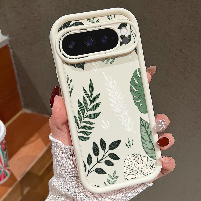 Line Plant Leaf Print Case For Google Pixel 10 Pro XL 9 8 7 Pro Shockproof Bumper Soft Silicone Phone Back Cover For Google 9A 8A 7A