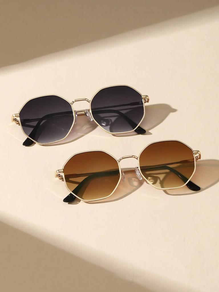 1PCS Fashion Geometric Metal Frame Sunglasses For Women Men UV Protection Daily Life Shades Eyewear Accessories