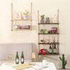 Wooden Floating Shelves for Wall Plant Flower Wood Swing Hanging Rope Storage Home Living Room Decor