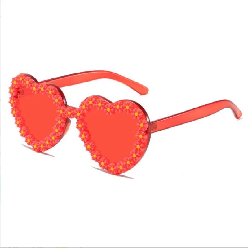 

Flower Peach Sunglasses Frameless Adult Integrated Diamond Glasses Jelly Color Children s Love Sunglasses Manufacturer Wholesale Other красный
