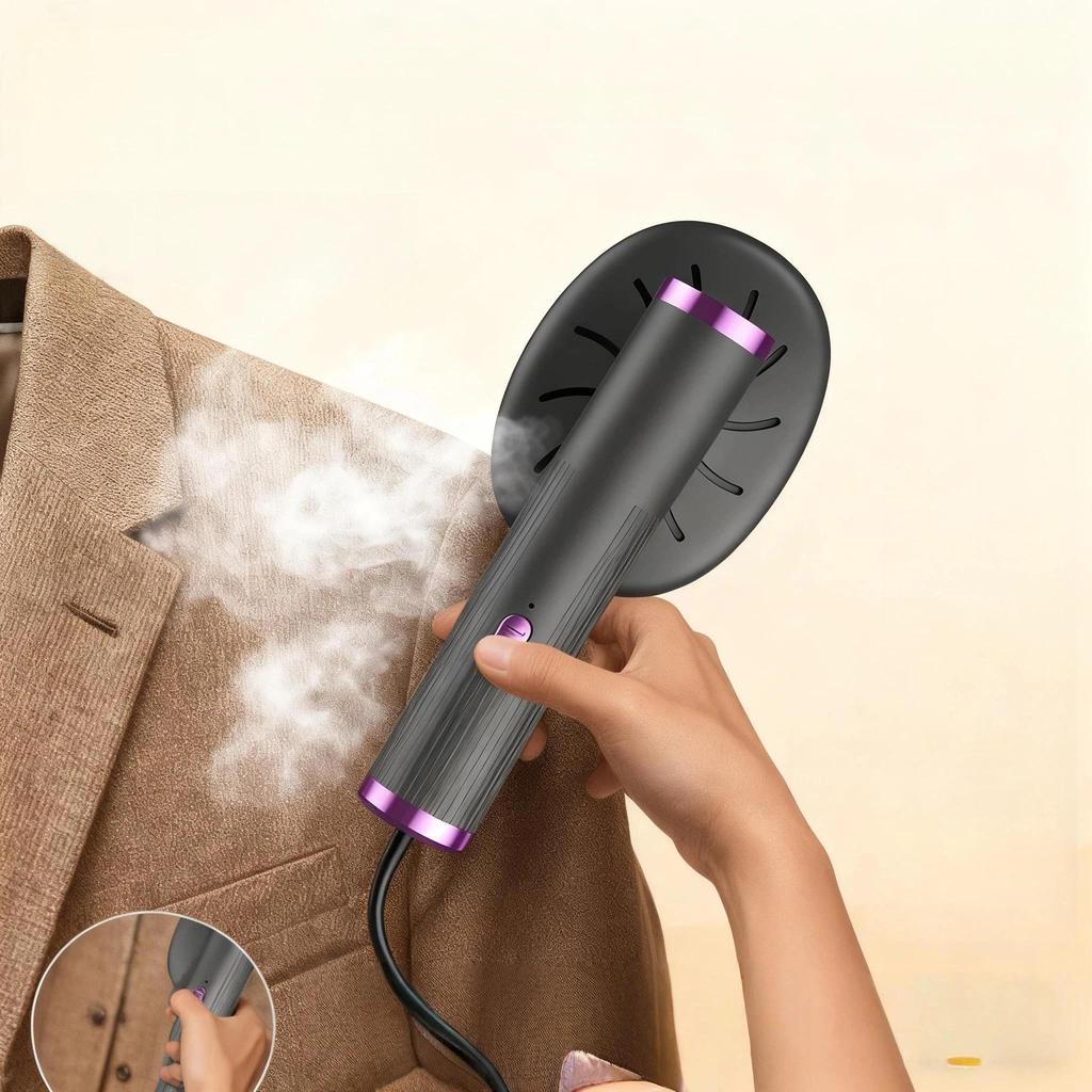 Portable Mini Steam Iron Fast Heating Dual Use Hanging or Flat Ironing for Home Travel Quick Touch-Up - Khaki Gray-Purple