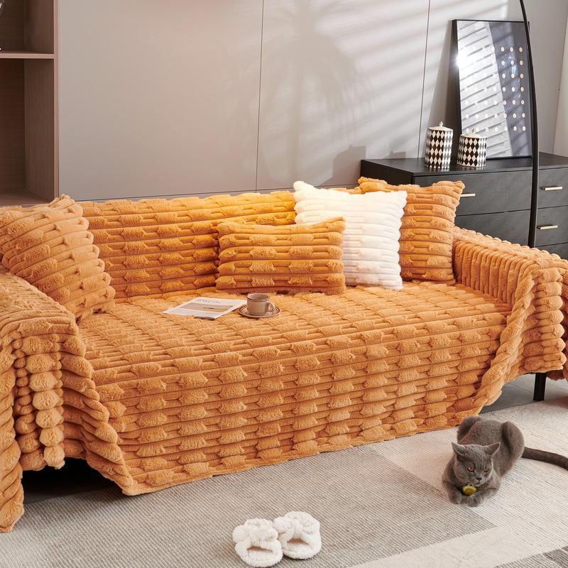 

Зимний чехол для дивана из меха кролика, ультрамягкий чехол, полотенце, одеяло, плотный, универсальный, для защиты мебели, домашний декор 180x130cm оранжевый