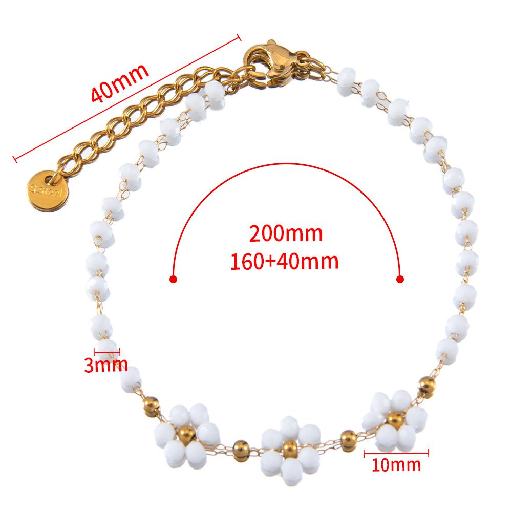 1pcs Stainless Steel Crystal Flower Beaded Chains Lobster Clasps Braid Bracelet Necklace for Women DIY Jewelry Making Wholesale