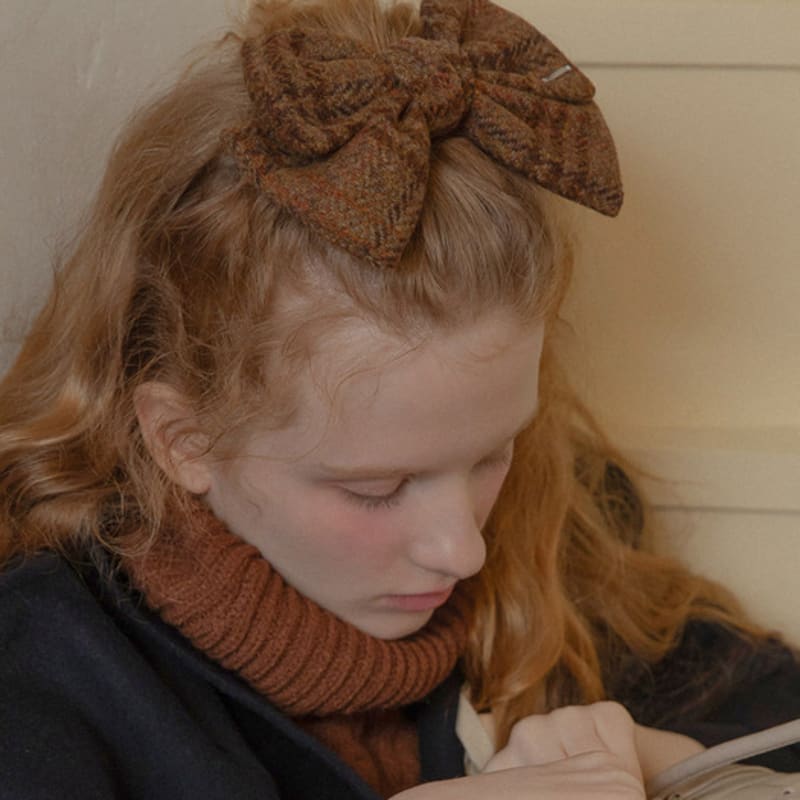 mellotory wool check hairpin (brown)