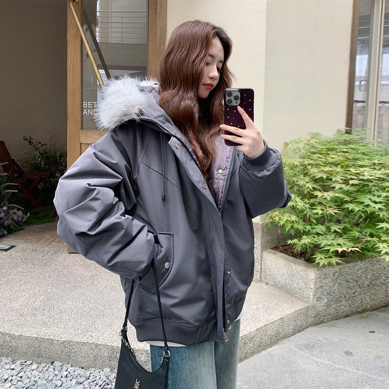 Women's clothing retro pie overcomes fur collar jacket hooded thickened winter cotton-padded clothes